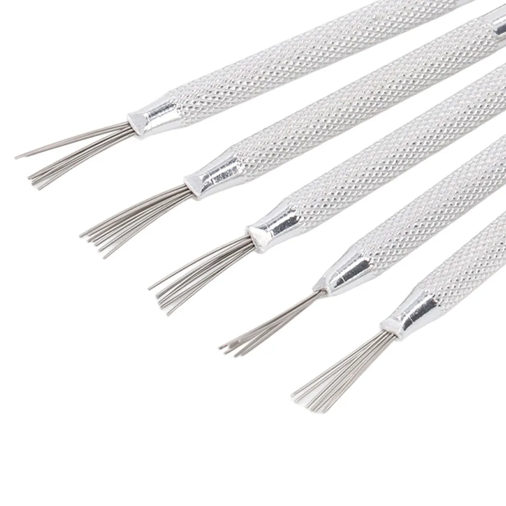 5pcs 알루미늄 클레이 바늘 도구 실버 깃털 와이어 텍스처 도자기 조각 도구 세라믹 도구 폴리머 클레이 도구