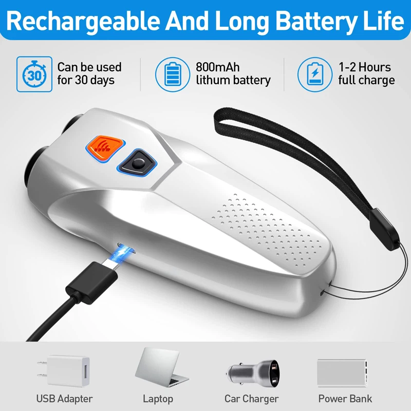 Benepaw Ultrasonic Dog Repeller LED Flashlight Dual Sensor Anti Barking Device Training Deterrent Modes USB Rechargeable