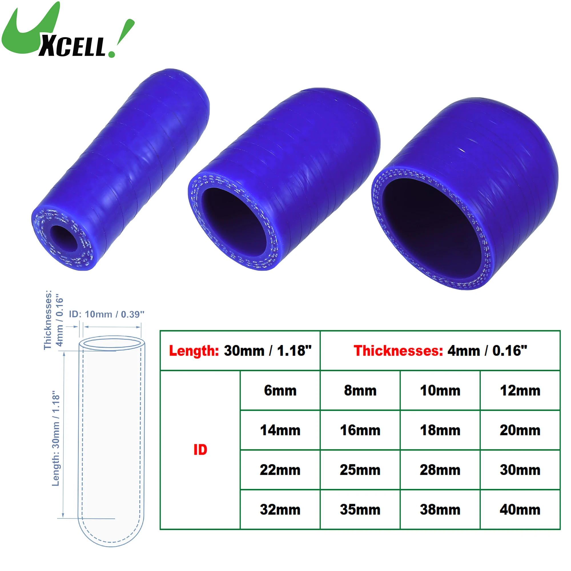 X AUTOHAUX 1 pz 30mm Lunghezza 30mm/1.18 ID Blu Auto Gomma di