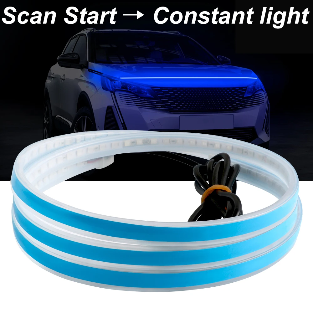 

Scan Start Led Car Hood Light Strip Through-type Auto Modified Upgrade Cuttable Decorative Light Car Daytime Running Lights 12V
