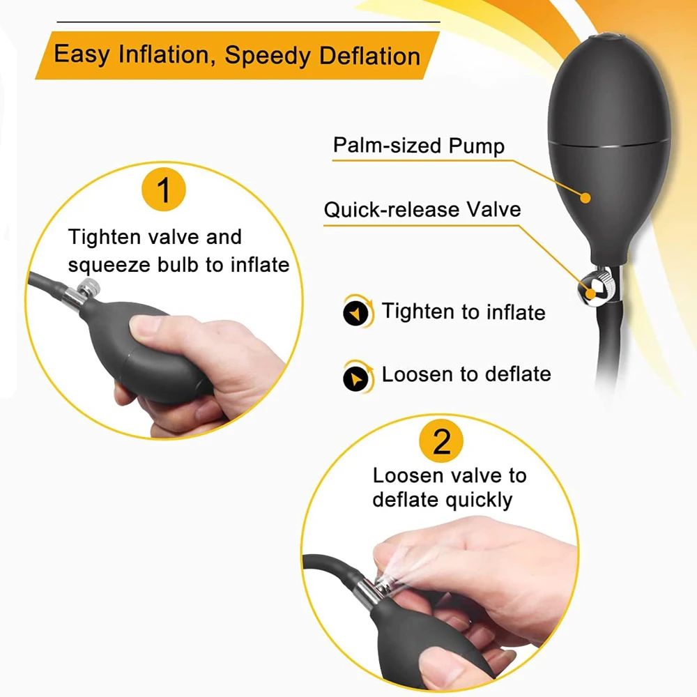 Inflatable Butt Plug Body-Safe Silicone Anal Balloon Pump With Quick Release Valve For Beginners Advanced Sex Toys