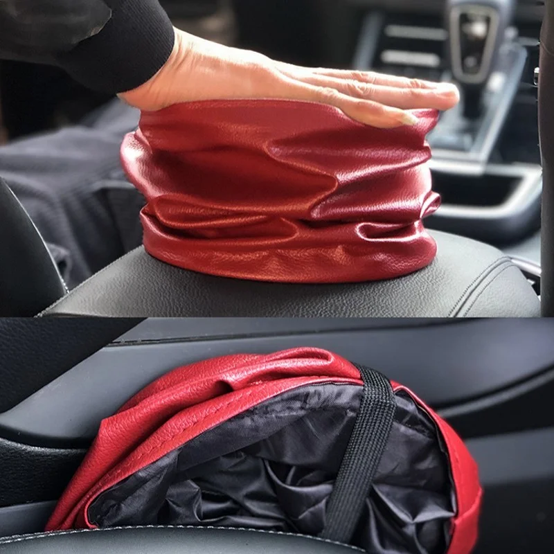 Foldable Car Garbage Storage Can Waterproof Hanging Litter Bag Auto Interior Waste Container Folding Rubbish Bin Organizer car trash can car trash bag