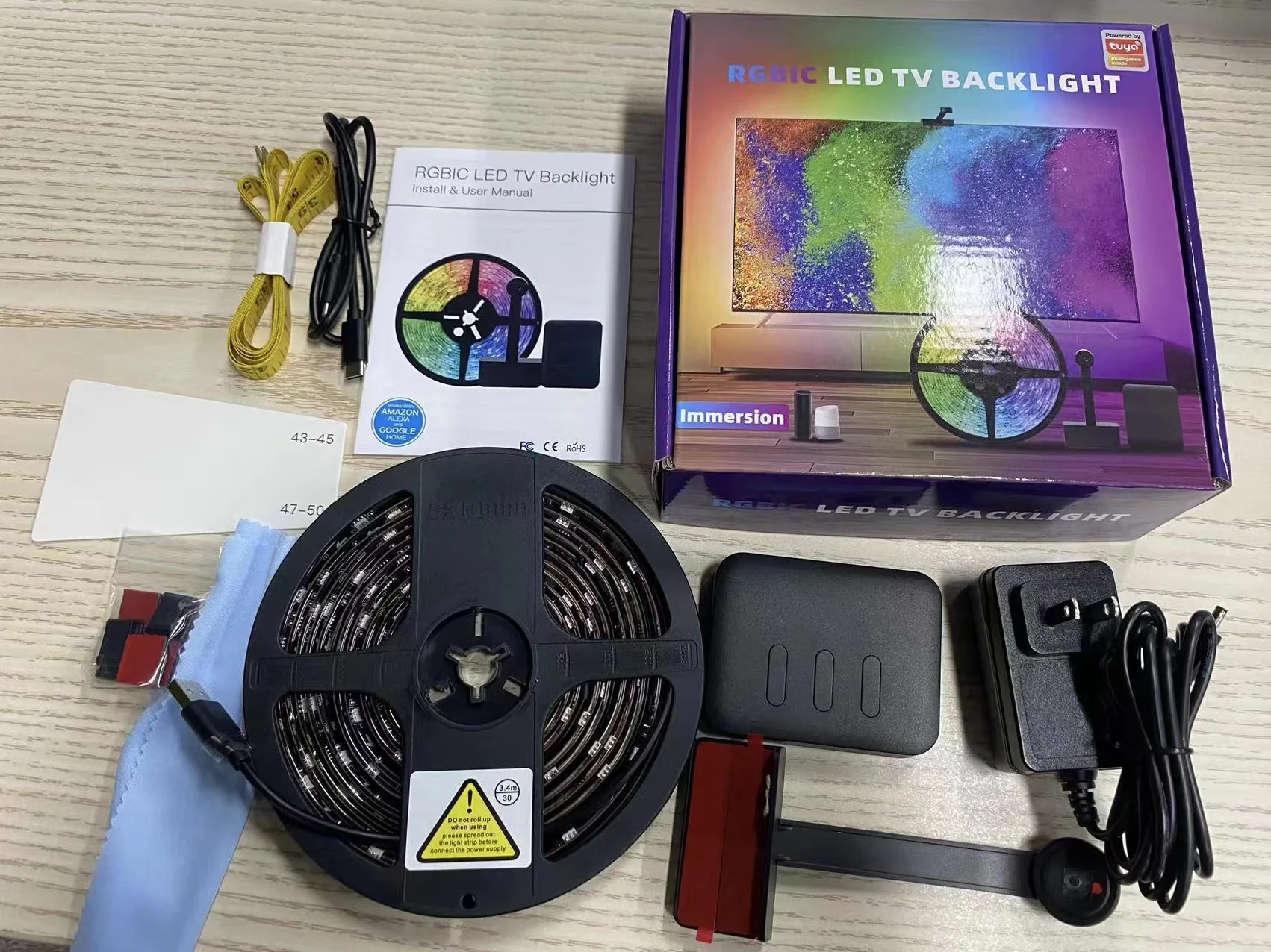 Tuya Smart RGBIC Led TV Backlight Kit with Camera