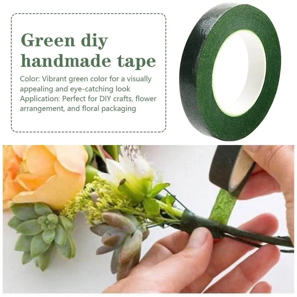 

1.2cmX20m Self-adhesive Bouquet Floral Stem Tape Artificial Wrapping Florist Green Tapes Flower Flower Supplies Stamen DIY O0U3