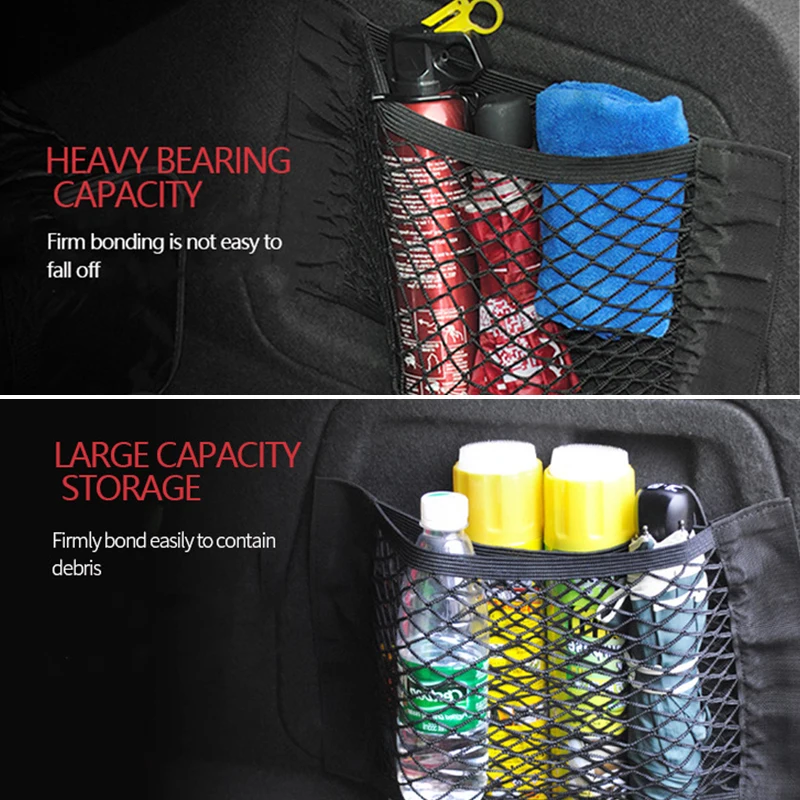 Auto Universal Sitz elastische Schnur Netz magische Aufkleber Aufbewahrung tasche Tasche Käfig Auto Organizer Sitz lehne Tasche hinten Mesh Kofferraum – Detail 3