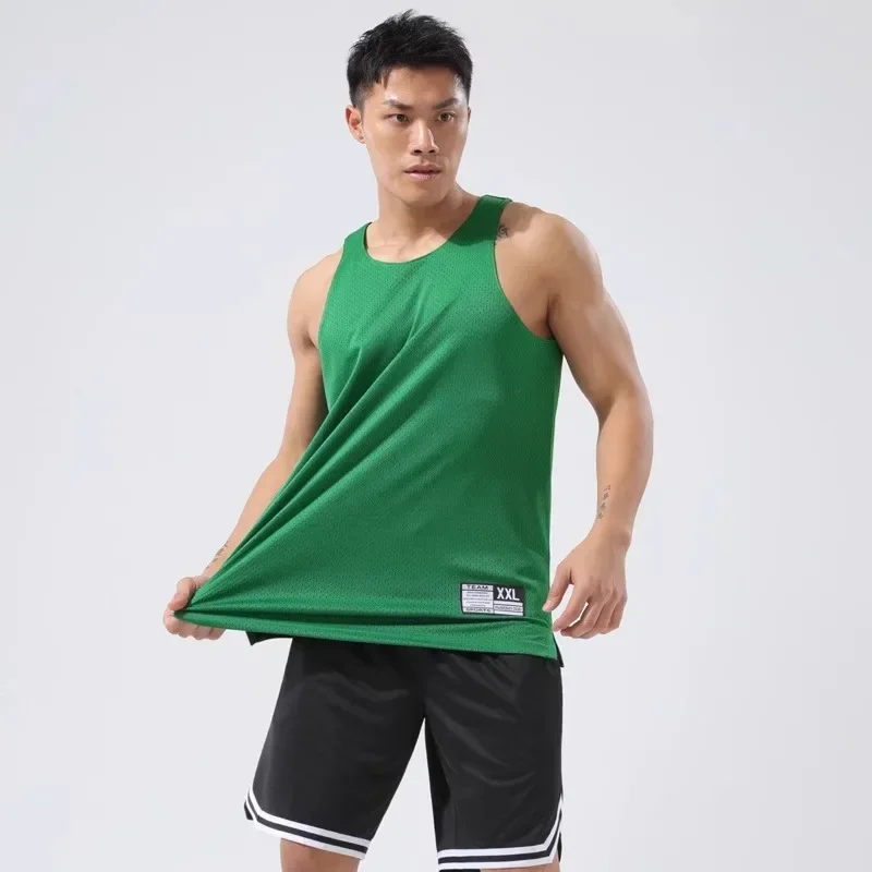Reversible Basketball Uniform Vest Double-layer Large Mesh American Training Quick-drying Loose Sleeveless Fitness Clothing Men basketball jerseys