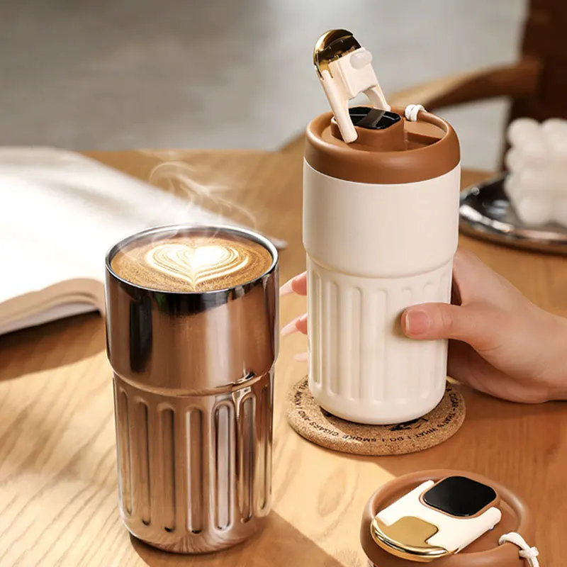 Coffee Thermos with Temperature Display, 2023 Newest Portable LED  Temperature Display Thermos Water, 450ml Large Capacity Coffee Thermos, for  Travel