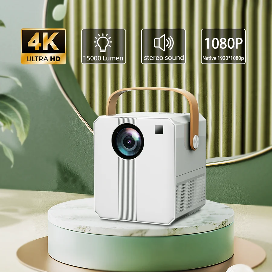 CY305 4K Home Projector Supports WiFi Connects to Mobile Phones and Computers,Built-in Android System suitable for home/outdoor
