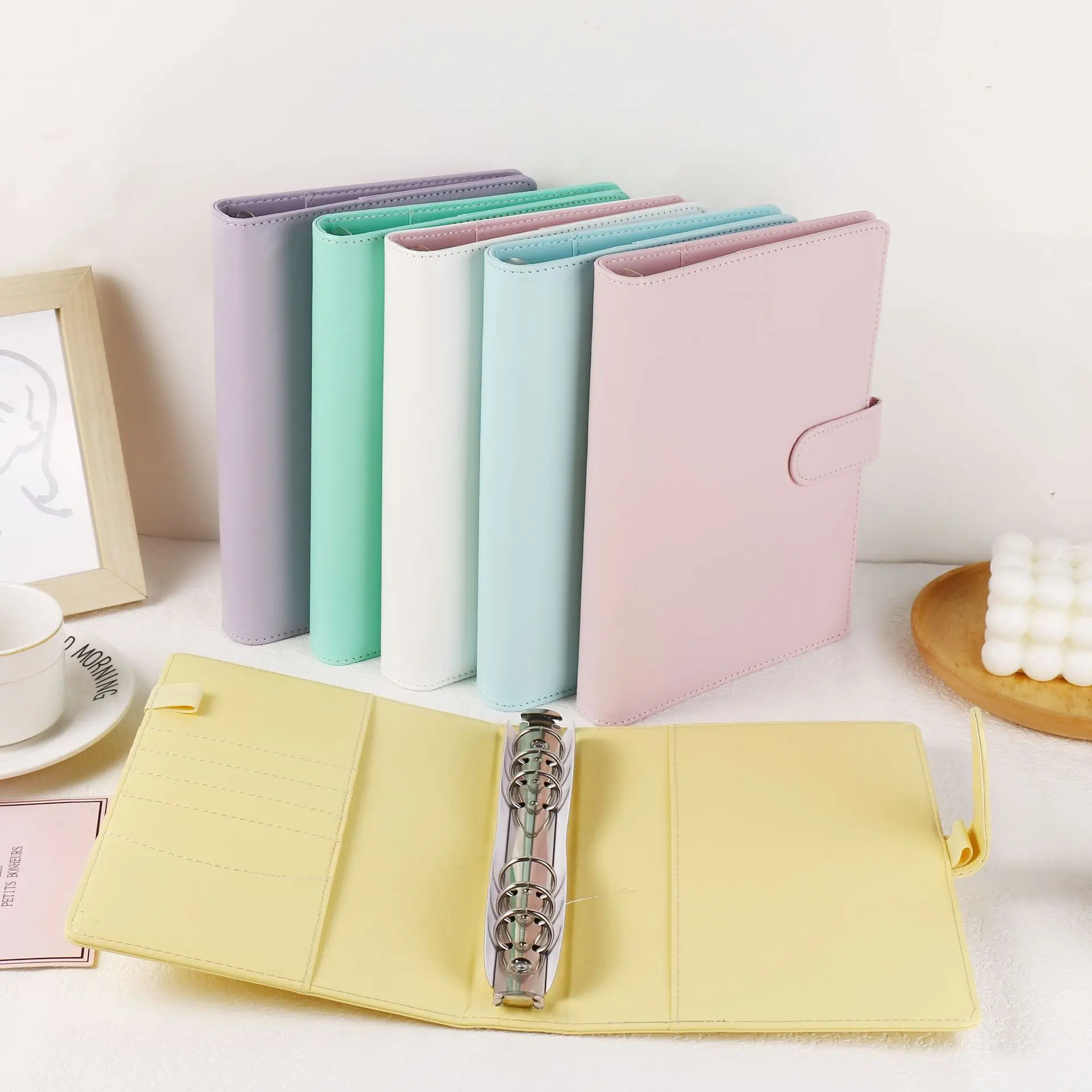Photocards Album A5 Macaroon Color PU Leather DIY Binder Diary Agenda Planner DIY Cover Stationery