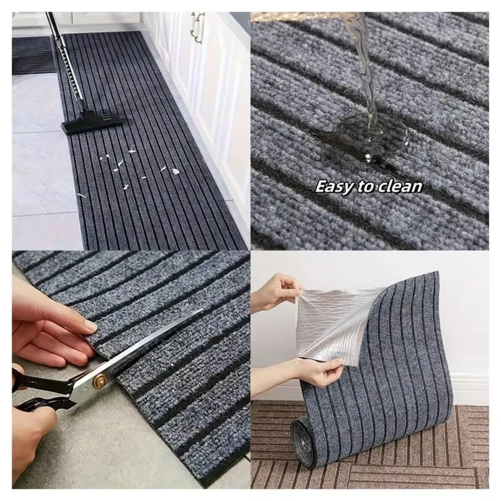 Neue DIY Selbstklebende Teppichmatte mit Streifenmuster, Nano-Absorbierende Abzieh-und-Klebe-Matte, Wiederverwendbare Bodenmatte für Küche und Eingang – Detail 4