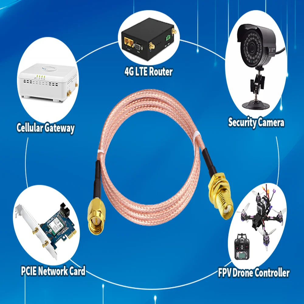 SMA Male to Female RF Pigtail Cable for 4G LTE Router