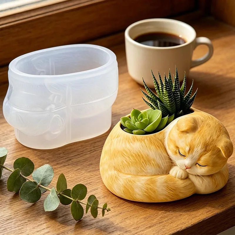 3D 동물 다육식물 화분 실리콘 몰드 다람쥐 강아지 고양이 곰 부엉이 문어 시멘트 화분 캔들 홀더 펜 홀더 몰드