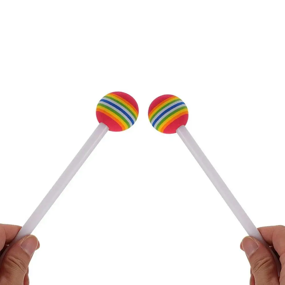 2 pieces Rainbow Foam Head Drum Mallets Music Education Drumstick for Snare / Bass / Toys Drum Xylophone,