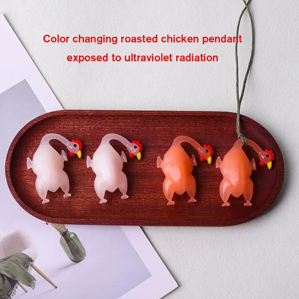 색상 변화가 있는 구운 닭고기 펜던트(UV 감지성 포함) 온도 변화가 있는 키체인 인테리어 장식 색상 감지성 Q1O0