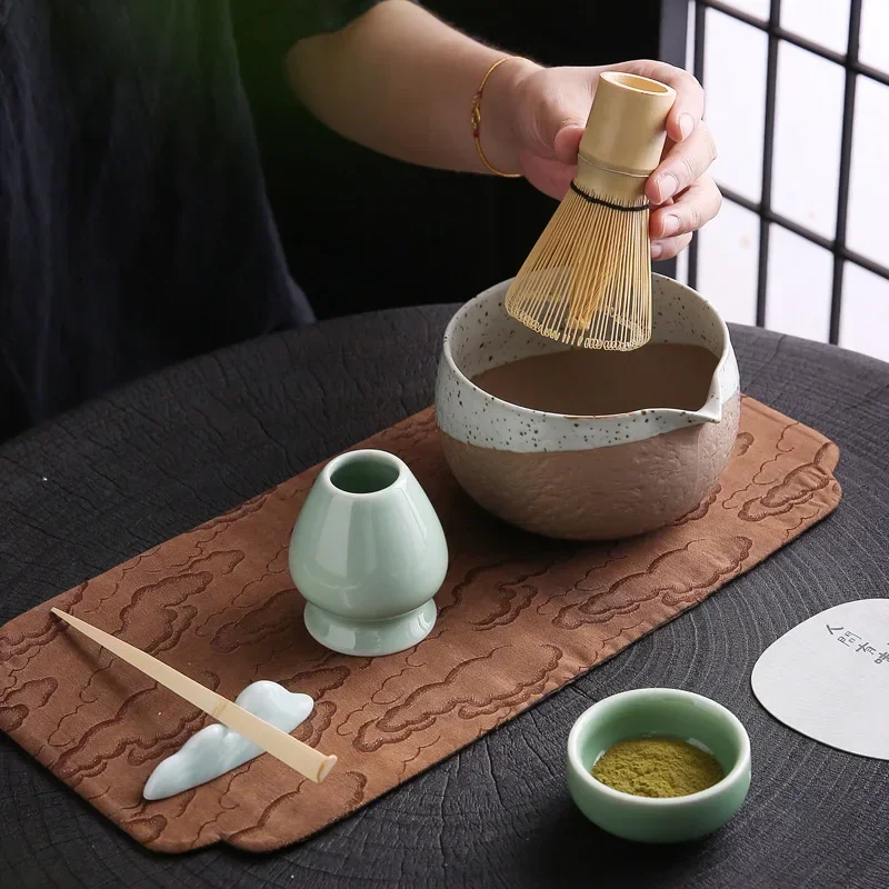 Japanese Matcha Tea Set Bamboo Tea Brush Ceramic Bowl Composition Chinese Traditional Handmade Tools Holiday Gifts
