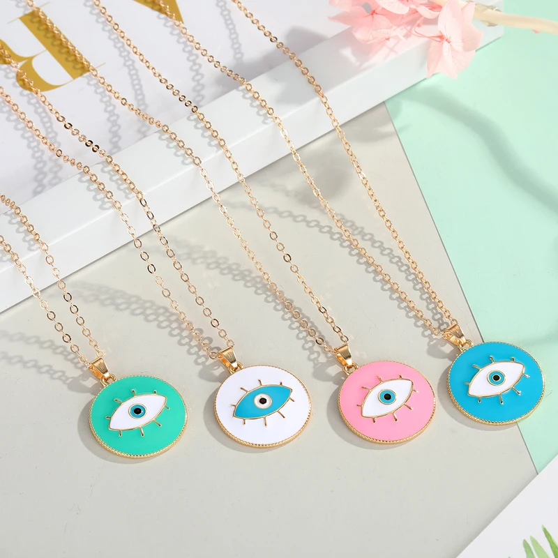 

Enamel Evil Eyes Pendant Necklace For Womens Jewelry Turkish Blue Eye Necklaces