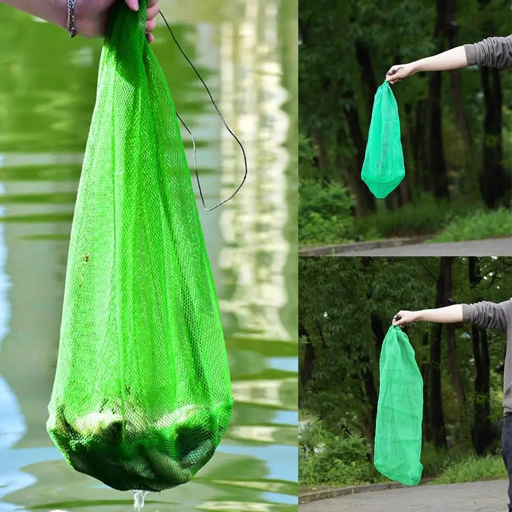 High Quality Nylon Foldable Fishing Net Bag Thickening Nets Fish Beam Mouth Small Net Grid Flat Bottom Guard Storage Simple S3V5