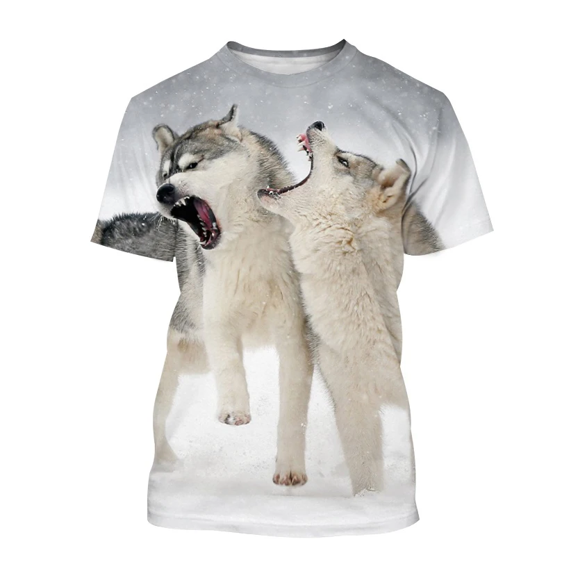 

Men and Woman Wolf Latest Art Design Print T-Shirt Animal Wolf Fashion Casual Harajuku Style Hip-Hop Street Wear Short-Sleeved