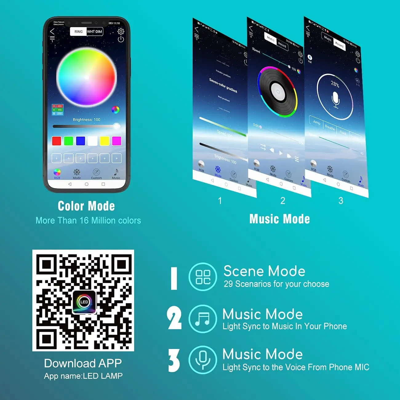 GSRECY RGBW Rock Lights Kit App/Telecomando/Modalità GSRECY RGBW Rock Lights Kit App/Telecomando/Modalità
