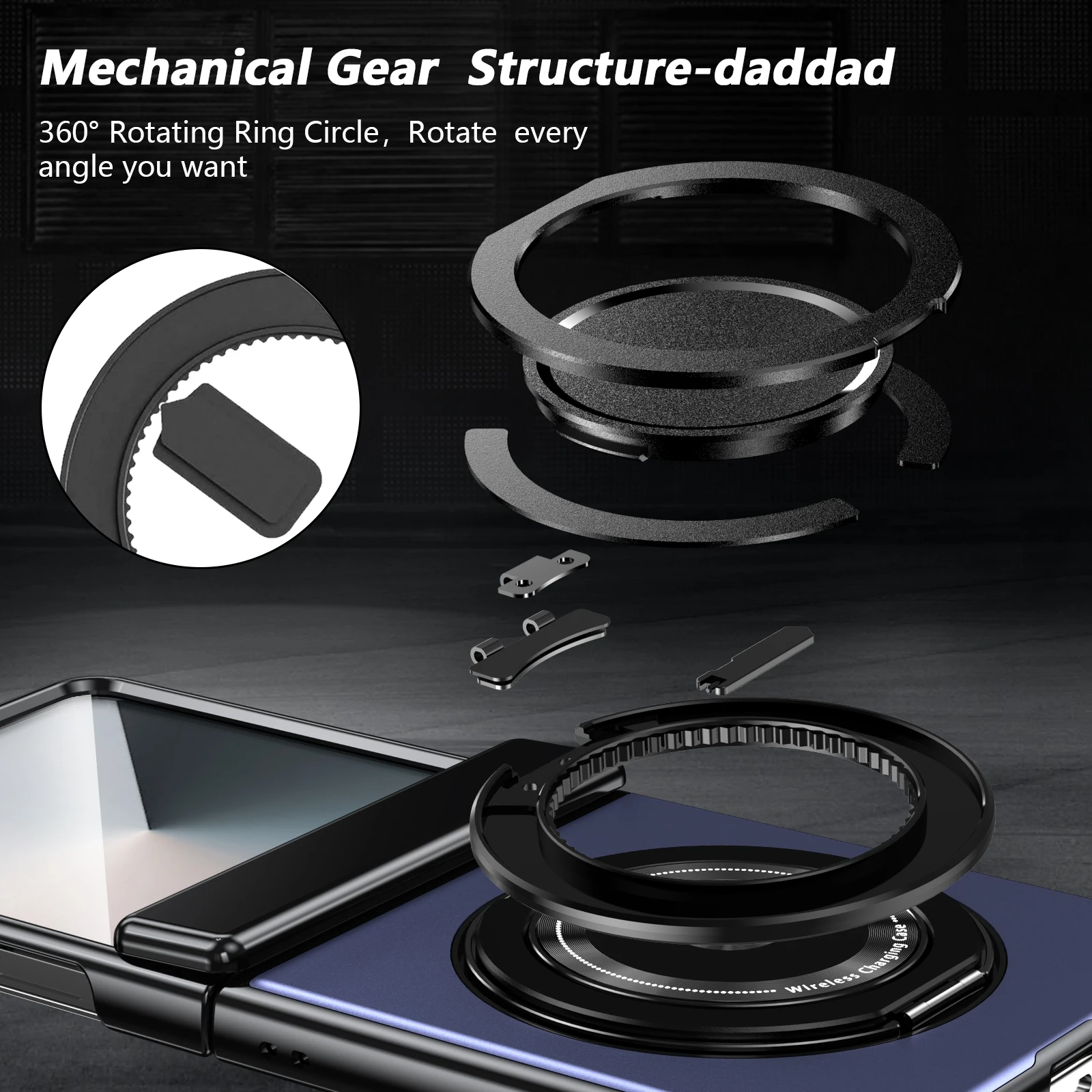 Luxury Electroplating Phone Case with Magnetic Metal Holder and Tempered Film Protection