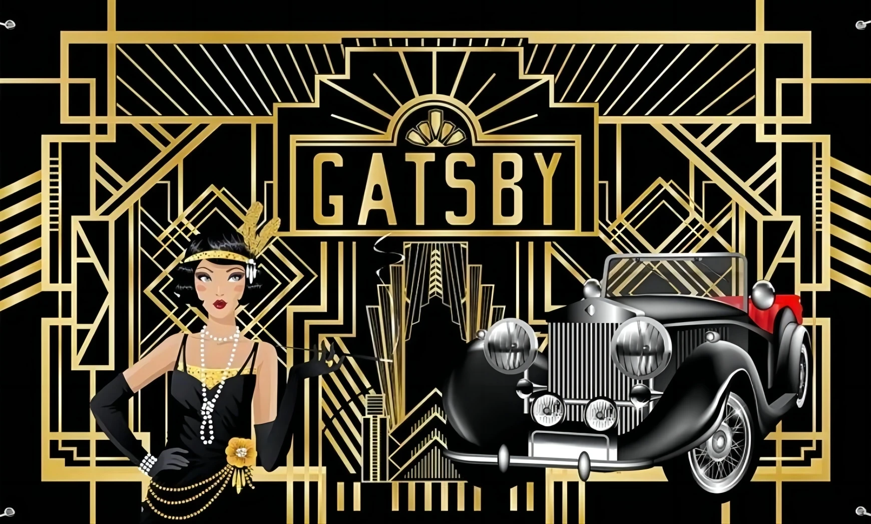 Fond De Scène Art Déco Années 20 - Thème Gatsby Le Magnifique - Bannière De Fête - NEUF