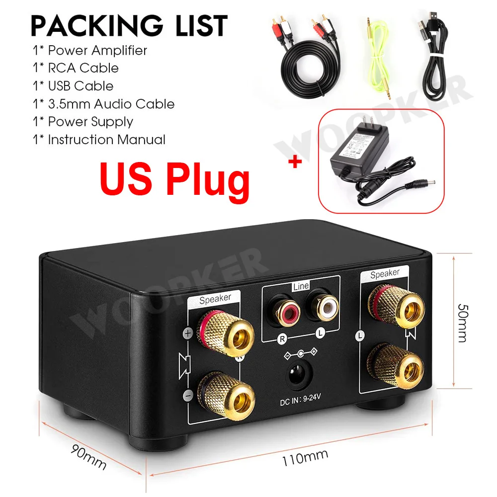 Bluetooth 5.0 Power Home Theater Amplifier Board 50W Receiver Stereo Home Car Audio Amp USB U