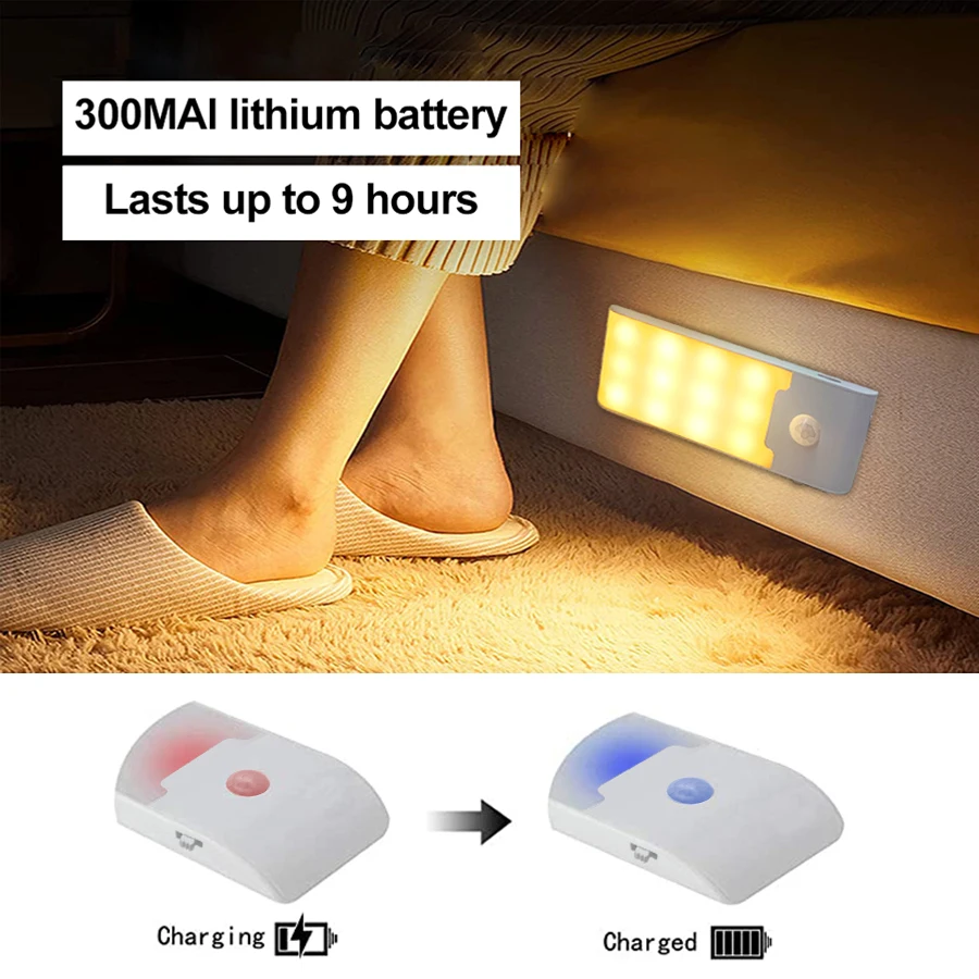 Motion Sensor LED Night Light Wireless Rechargeable Powered LED Cabinet Lamp For Bedroom Kitchen Wardrobe Staircase Lighting - 5