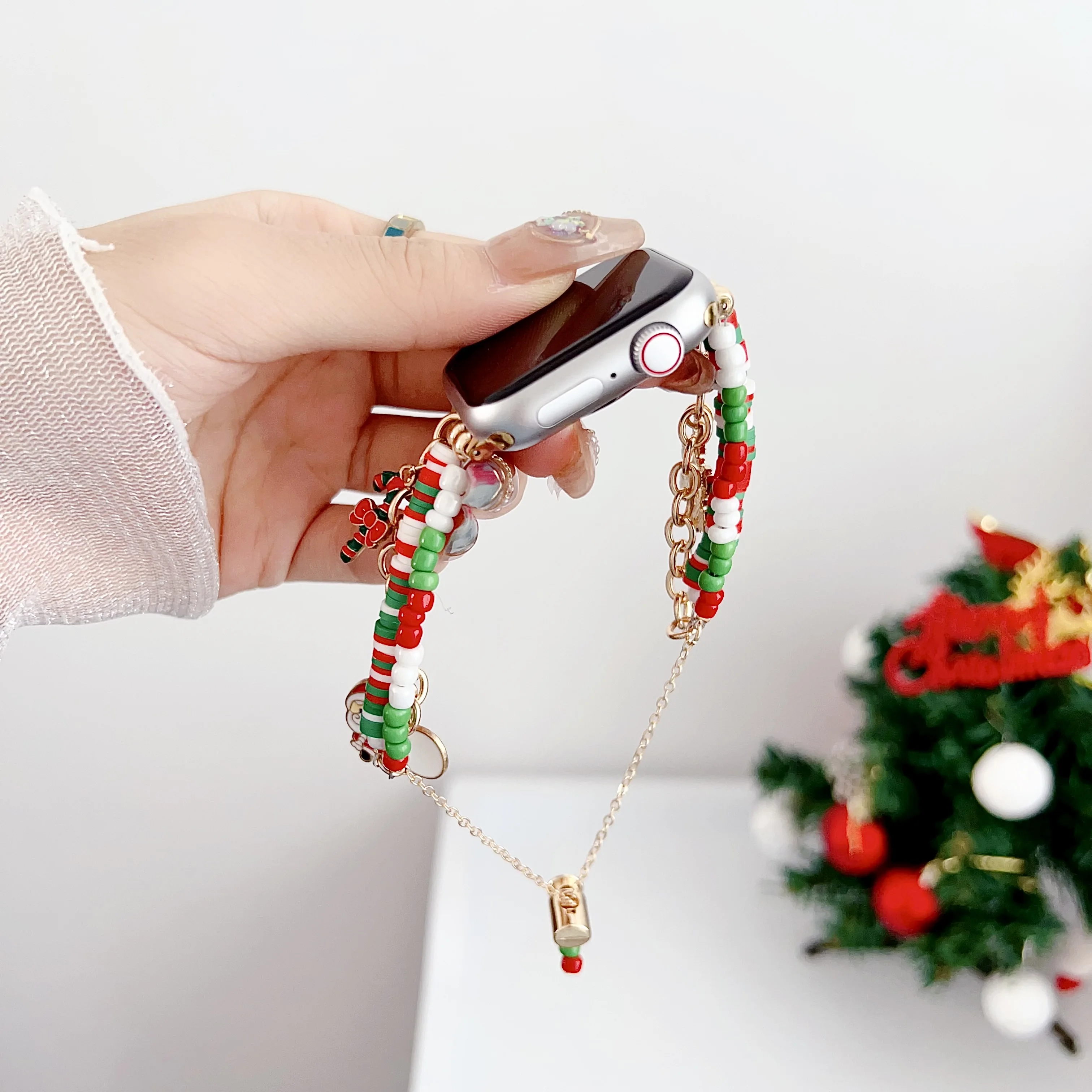 Festive Stainless Steel Holiday Watch Bracelet