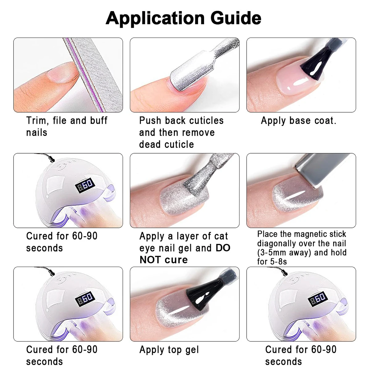캣츠아이 마그네틱 네일 젤 세트, 반영구 UV LED 쏙 오프 네일 아트, 부드럽고 강렬한 발색, 무취, 무독성