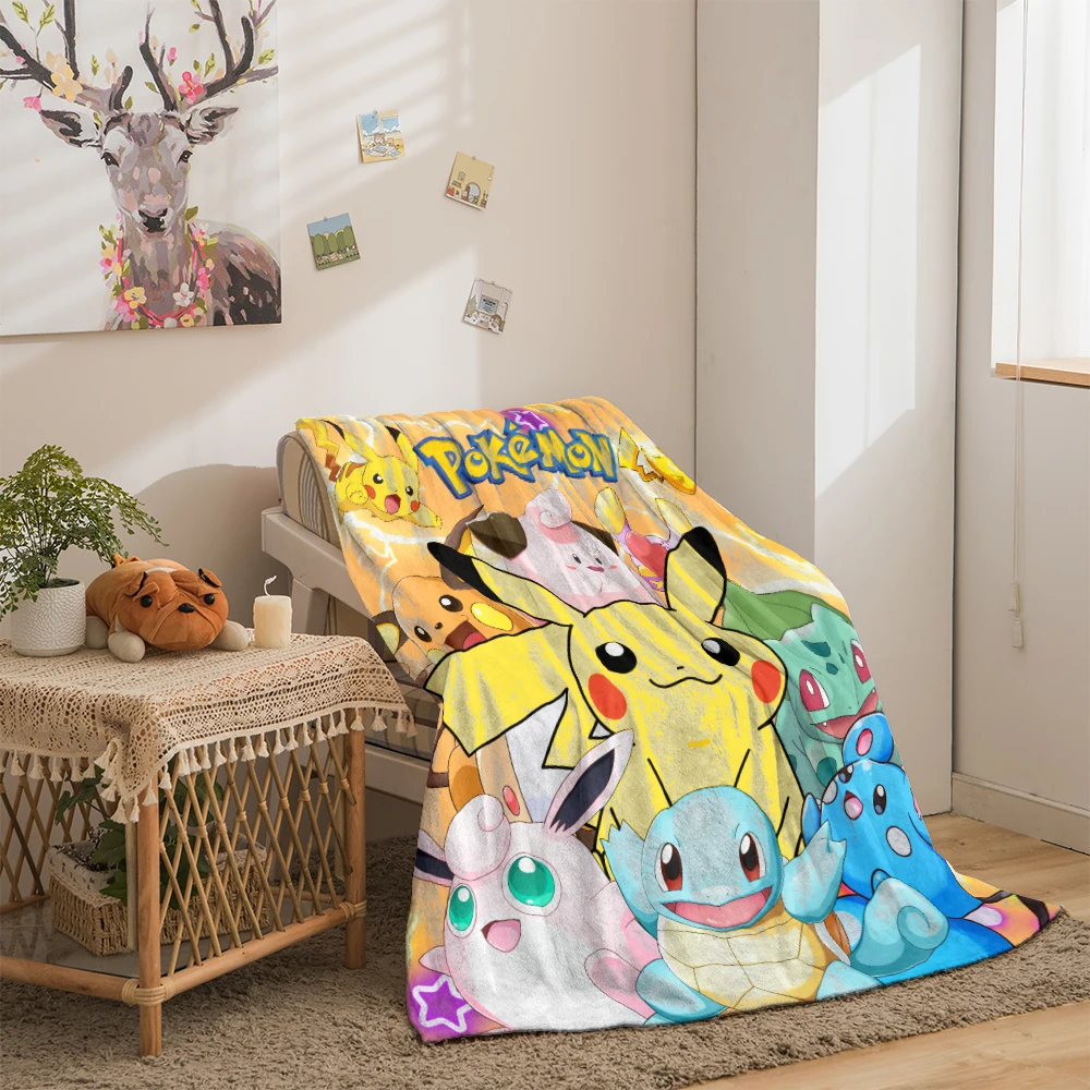 Pokemon Blanket Cute Cartoon HD Flannel Fluffy Throw Camping Blankets for Children Sofa Throw Thin Blanket Modern Fashion Gift 6