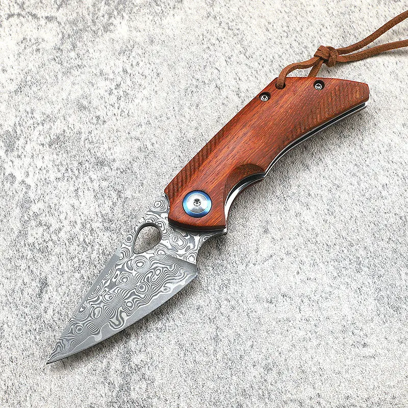 

TRSKT Collection Knife Folding Knives Outdoor Camping Hunting Knives Damascus Blade,Wood Handle Gift For Man Dropsshipping