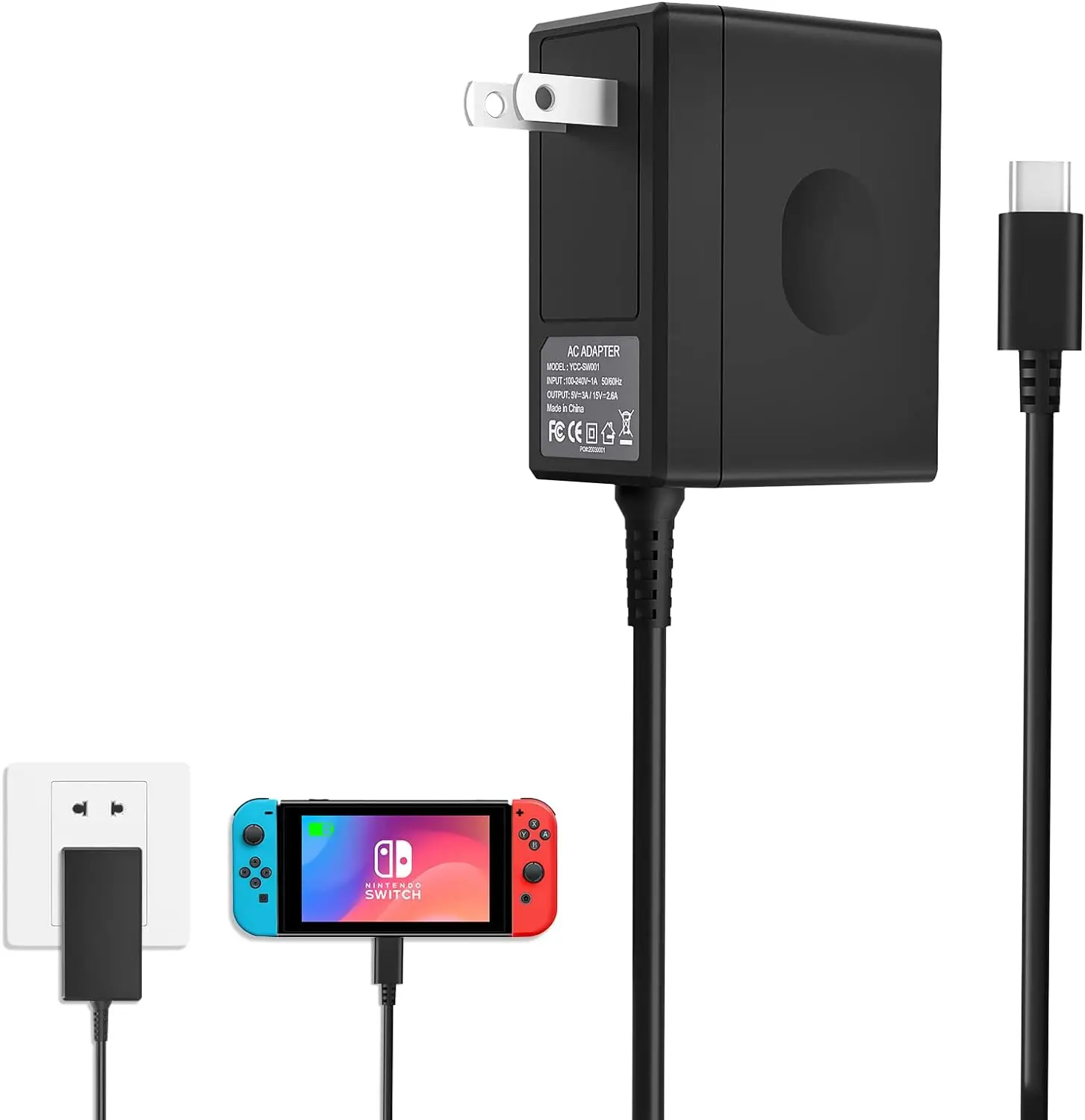 39W AC Adapter Charger with 5FT USB C Cable 15V/2.6A Power Supply for Nintendo Switch type c power adapter,switching power supply,power supply,game console power adapter,power adapter