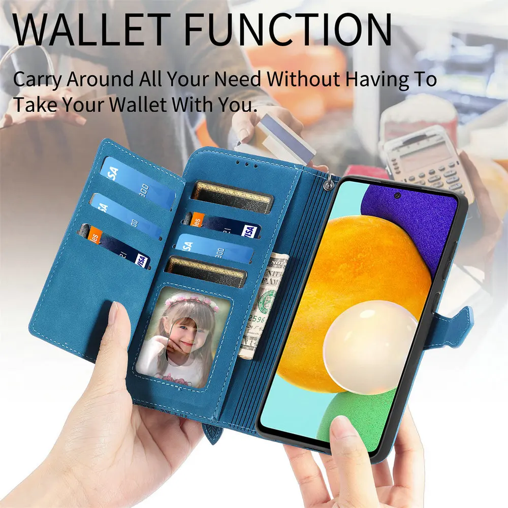 Zipper Leather Wallet Case with Card Holder