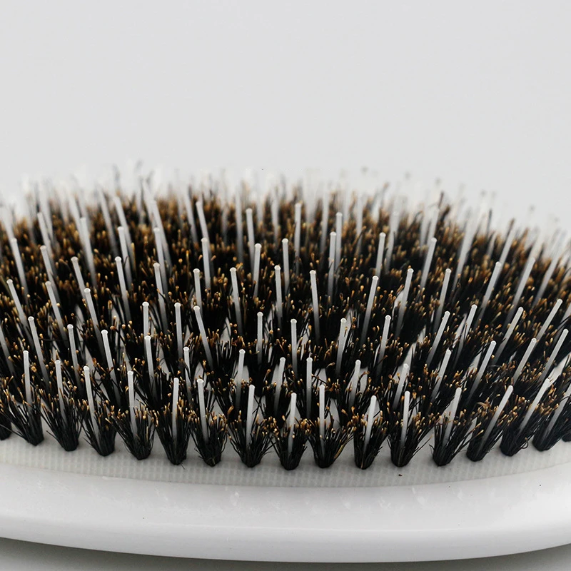 Natural Boar Bristle Massage Hair Brush and Detangler for Smooth and Healthy Hair