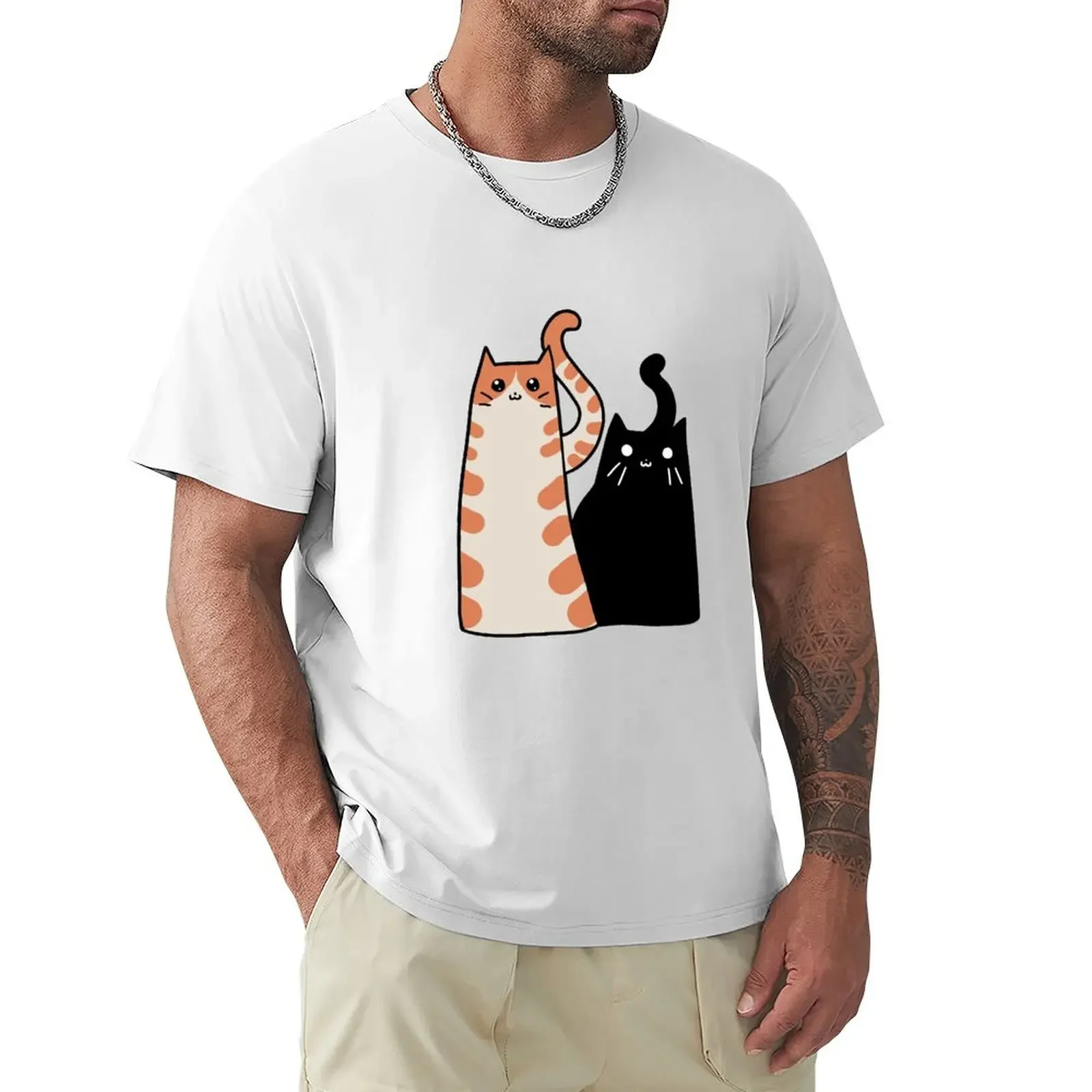 

Футболка Tabby с котом и черной кошкой, тяжелые заготовки, мужская одежда