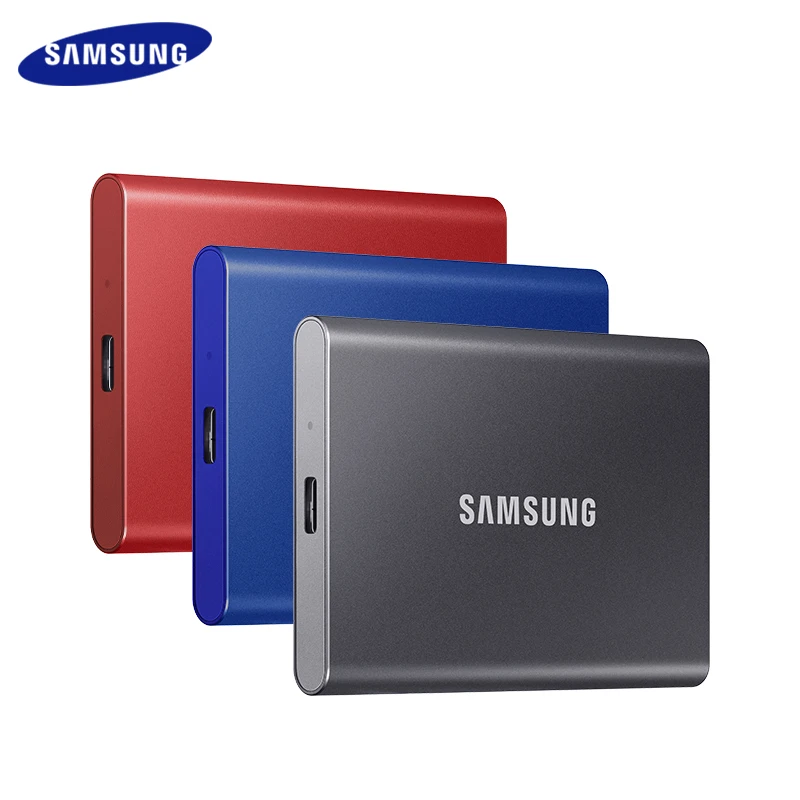Оригинальный SSD-накопитель SAMSUNG T7 на 1 ТБ, USB 3,2 Gen.2 (10 Гбит/с), Портативный высокоскоростной твердотельный накопитель Type-C PCIe NVMe