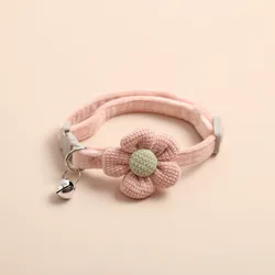 Charming Floral Adjustable Cat Collar with Bell - Pet Accessory (Pink)