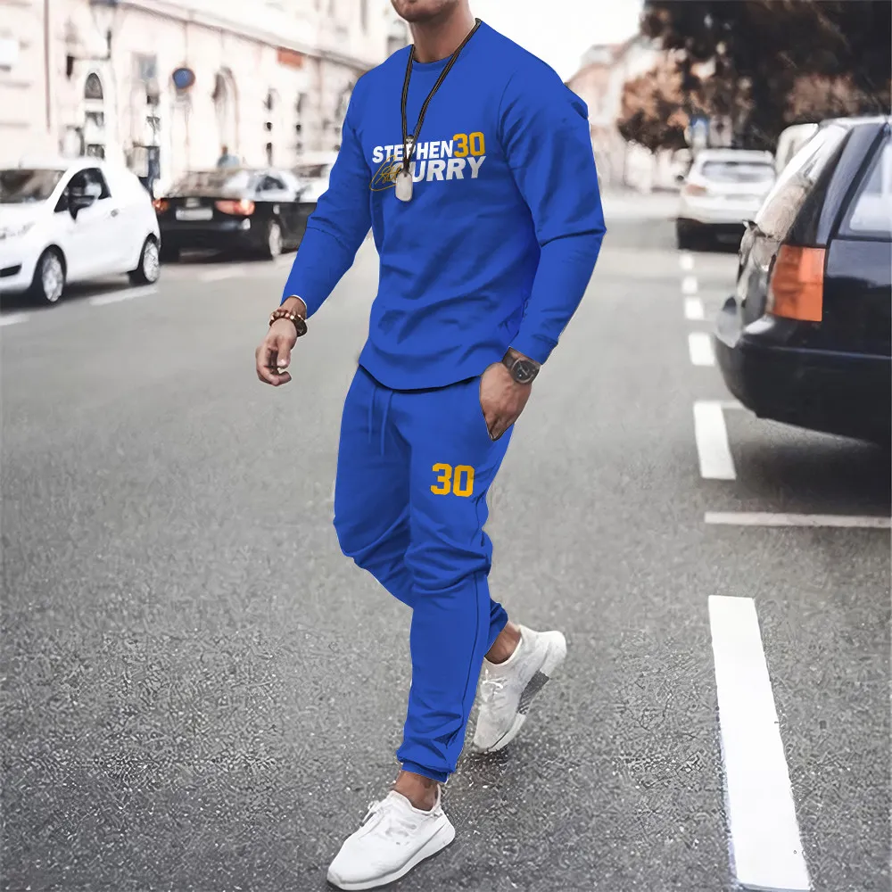 Golden State Warriors-chándal de baloncesto Curry 30 hombre, de manga larga, pantalones, sudadera de 2 piezas, traje informal Stef - AliExpress