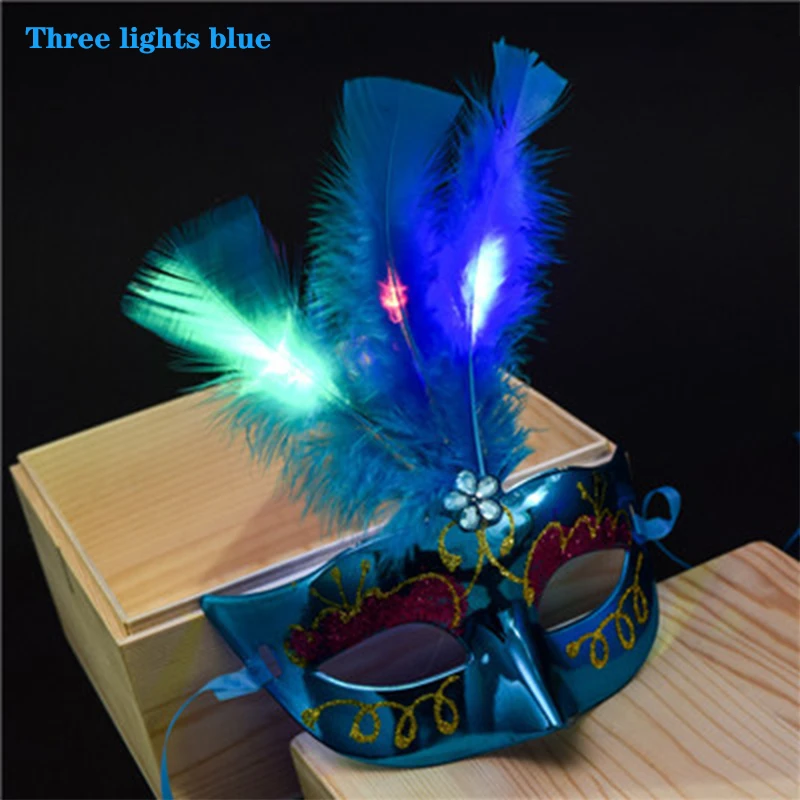 

Light Blinking LED Glow Feather Butterfly Mask Venetian Mard Gras Masquerade Masks Party Wedding Festival Costume 1PC