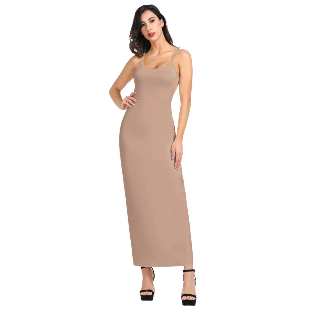 KK Women's Comfy Rayon Spaghetti Straps Long Slip Dress Full Slip Hips-wrapped Slim Fit Sexy Fashion Lady Party Evening Dresses