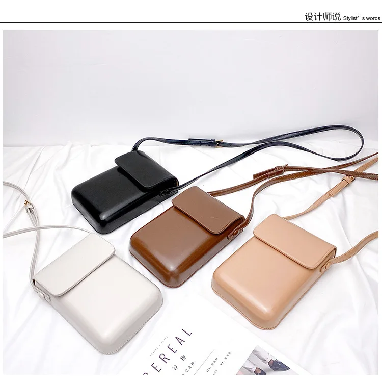 Mini PU Leather Crossbody Bag - Womens Solid Designer Shoulder Purse