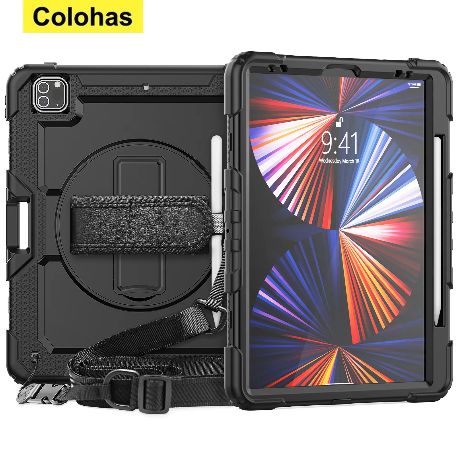 

Case for iPad Pro 12.9 inch Tablet Case Cover Rotatable Stand with Pencil Holder Case For iPad Case Stand Smart Case Accessories