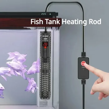25w-300w Fish Tank Aquarium Heating Rod Quartz Glass Digital Display  Automatic Thermostat Rod Aquatic Aquariums Accessories