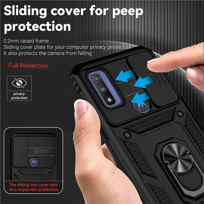 For Motorola Moto G Pure Case Cover phone case phone protector cover ipod cover case For Moto G Pure Coque Fundas Slide Lens Magnet Ring Holder Back Bumper