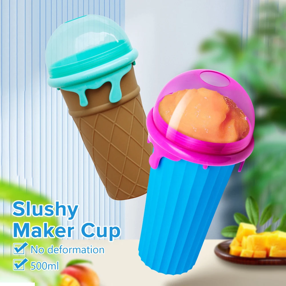 

New 1Pc 500ML Ice Cream Maker Cup Quick-Frozen Silicone Squeeze Cup DIY Milkshake Bottle Slushy Maker Water Bottle Cooling Cup