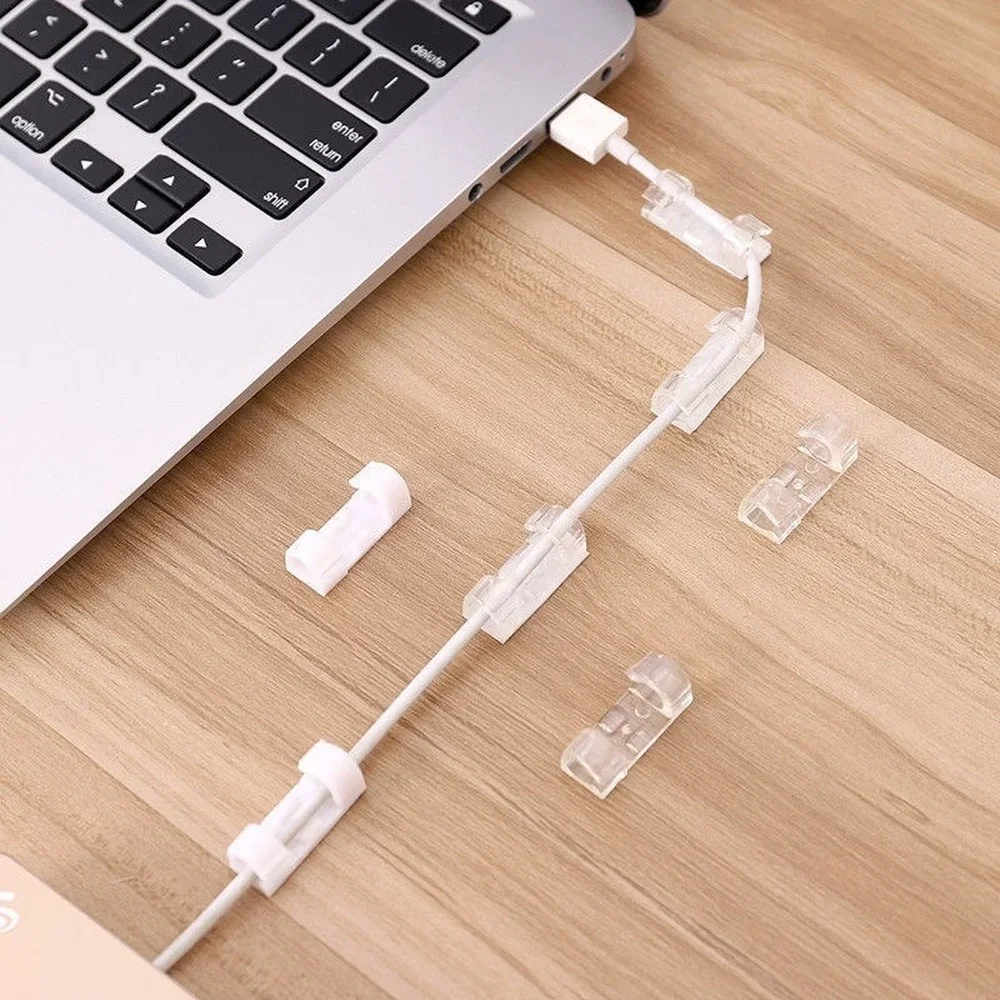 20pcs Usb Organizer Cables Desk Cable Holder Self-adhesive Cable Clip Cord Holder Winder Wire Clips Office Accessories
