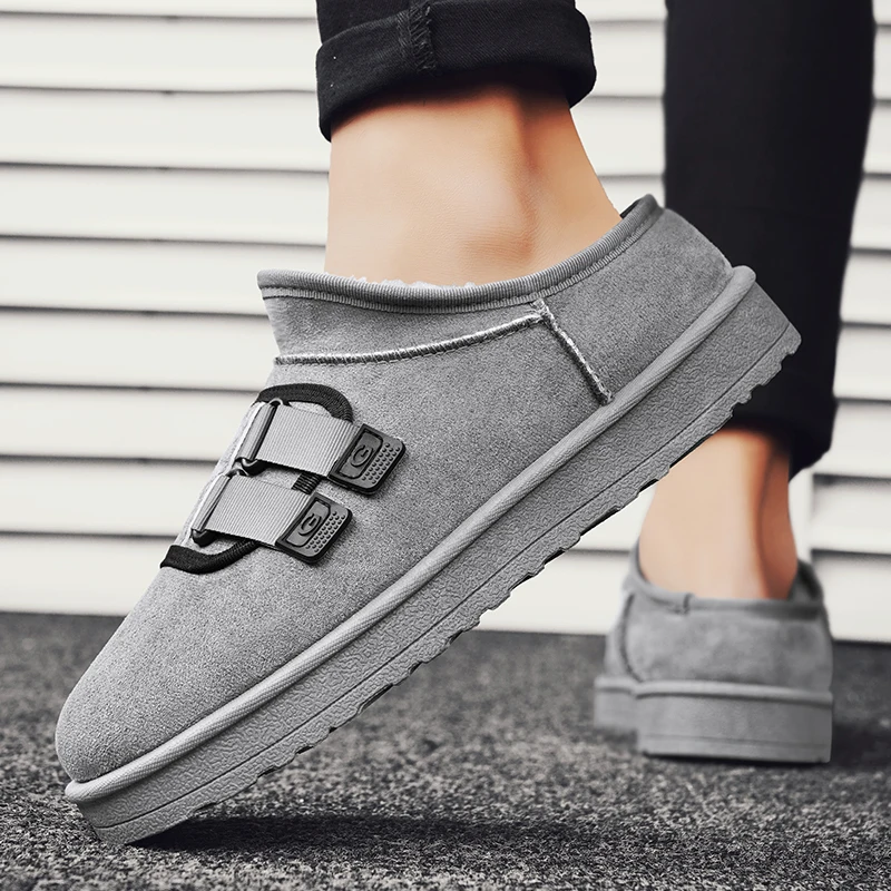 Men's Winter Semi-flip-flops Thickened Velvet Outdoor  Cotton Shoes 2