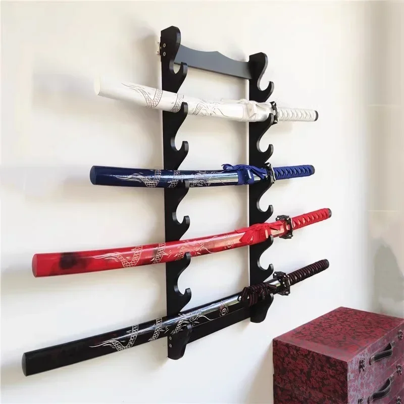 Supporto Da Parete Per Katana Kylin - 1 Livello In Legno Con Rivestimento In Velluto - Espositori Per Spade, Sabre Laser E Cosplay