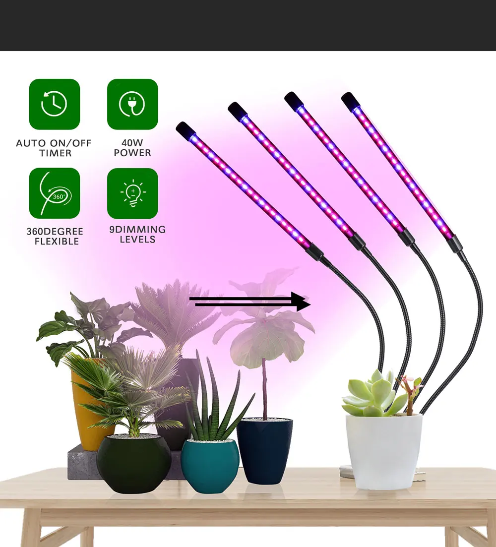 

Led Plant Growth Lamp USB Phyto Lamp Plant Lamp Clip Timing Full Spectrum Taiyang Succulent Flower Herb Seedling Fill Lamp