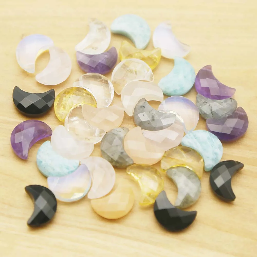 New Natural Amethyst Powder Slice Small Moon Pendant Tianhe Elongated Crescent Shape DIY Accessories Wholesale8Pcs Free Shipping